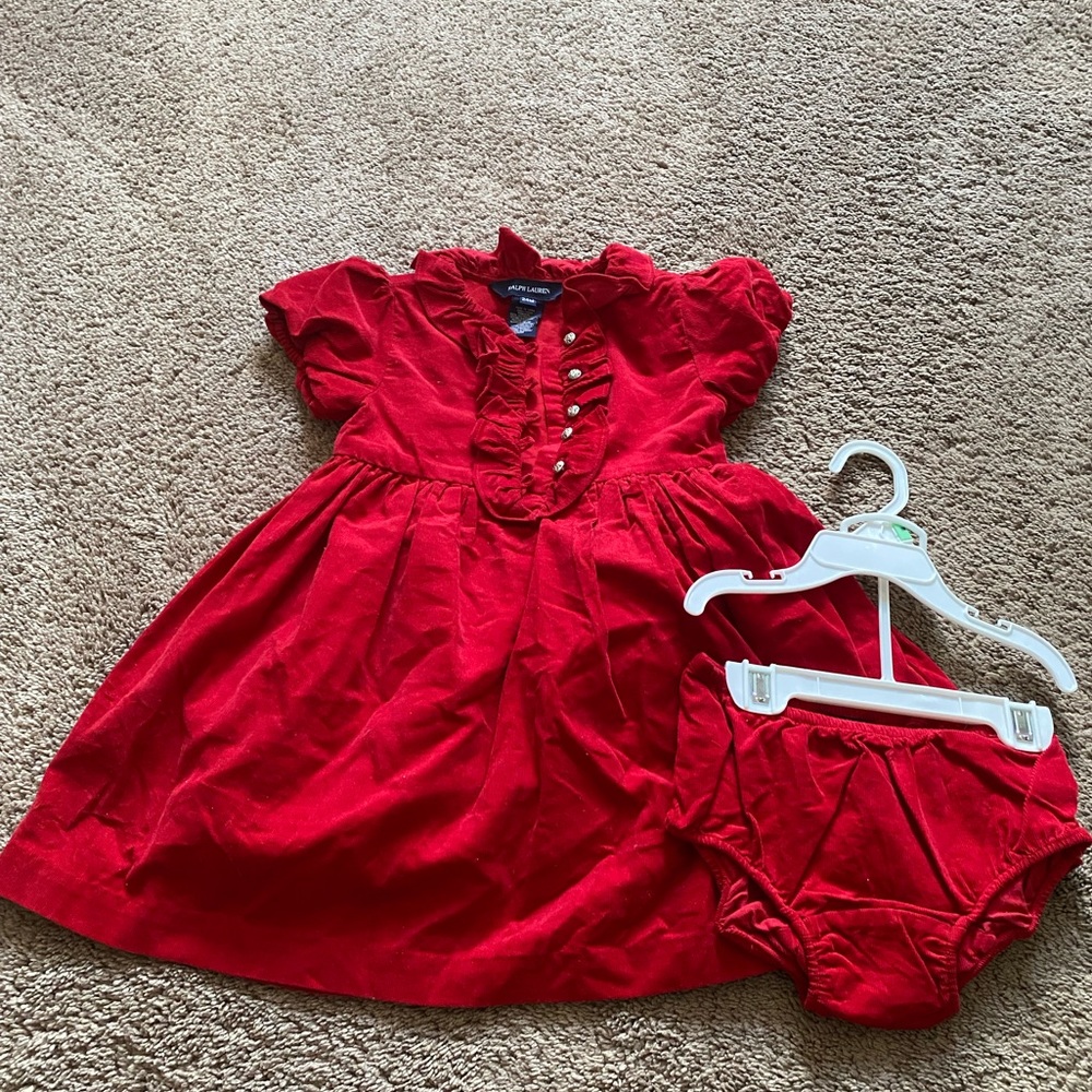 Ralph Lauren Corduroy Red Holiday Dress